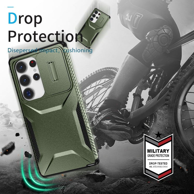 For Samsung Galaxy S25 Ultra 5G Sliding Camshield Phone Case(Alpine Green) by buy2fix