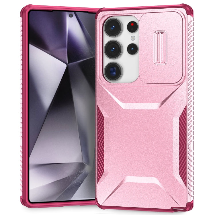 For Samsung Galaxy S25 Ultra 5G Sliding Camshield Phone Case(Pink + Rose Red) by buy2fix