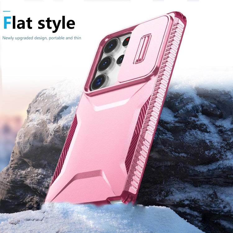 For Samsung Galaxy S25 Ultra 5G Sliding Camshield Phone Case(Pink + Rose Red) by buy2fix