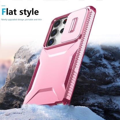 For Samsung Galaxy S25 Ultra 5G Sliding Camshield Phone Case(Pink + Rose Red) by buy2fix