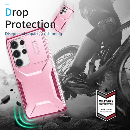 For Samsung Galaxy S25 Ultra 5G Sliding Camshield Phone Case(Pink + Rose Red) by buy2fix