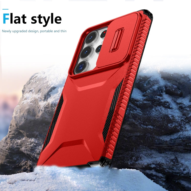 For Samsung Galaxy S25 Ultra 5G Sliding Camshield Phone Case(Red) by buy2fix
