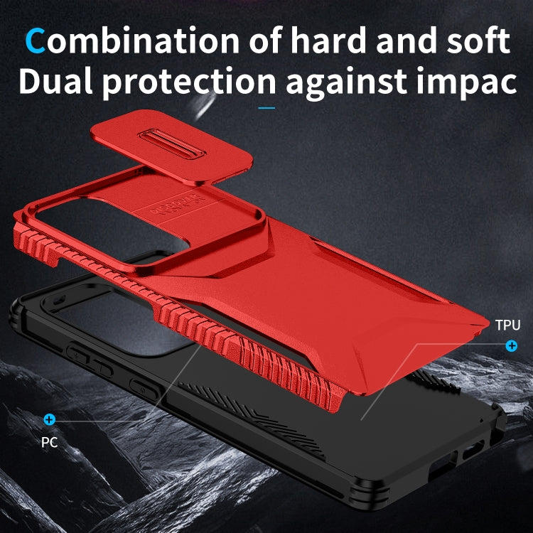 For Samsung Galaxy S25 Ultra 5G Sliding Camshield Phone Case(Red) by buy2fix