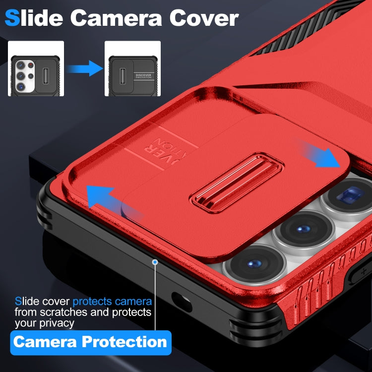 For Samsung Galaxy S25 Ultra 5G Sliding Camshield Phone Case(Red) by buy2fix