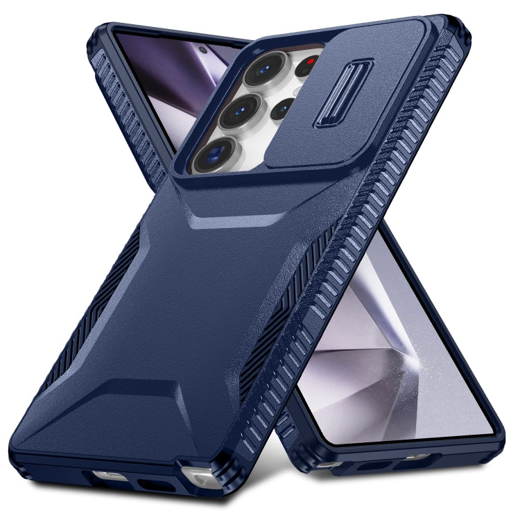 For Samsung Galaxy S25 Ultra 5G Sliding Camshield Phone Case(Blue) by buy2fix