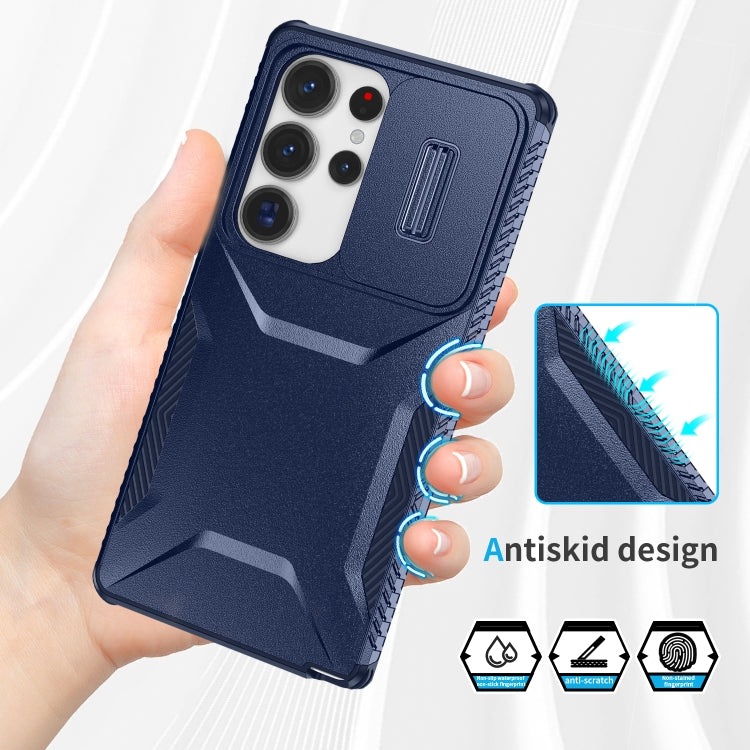 For Samsung Galaxy S25 Ultra 5G Sliding Camshield Phone Case(Blue) by buy2fix