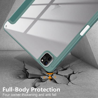 For iPad Air 11 2024 / Pro 11 2022 Acrylic 3-Fold Smart Leather Tablet Case(Deep Green) - iPad Air 11 2025 / 2024 Cases by buy2fix | Online Shopping UK | buy2fix