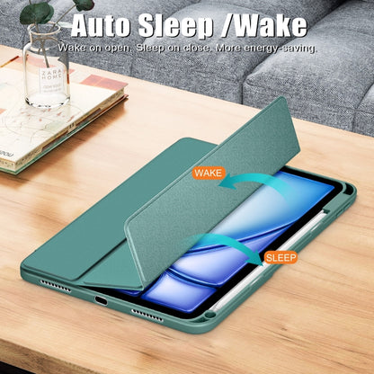 For iPad Air 11 2024 / Pro 11 2022 Acrylic 3-Fold Smart Leather Tablet Case(Deep Green) - iPad Air 11 2025 / 2024 Cases by buy2fix | Online Shopping UK | buy2fix