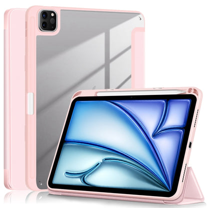 For iPad Air 11 2024 / Pro 11 2022 Acrylic 3-Fold Smart Leather Tablet Case(Pink) - iPad Air 11 2025 / 2024 Cases by buy2fix | Online Shopping UK | buy2fix