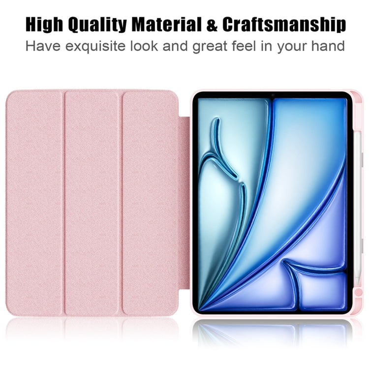 For iPad Air 11 2024 / Pro 11 2022 Acrylic 3-Fold Smart Leather Tablet Case(Pink) - iPad Air 11 2025 / 2024 Cases by buy2fix | Online Shopping UK | buy2fix