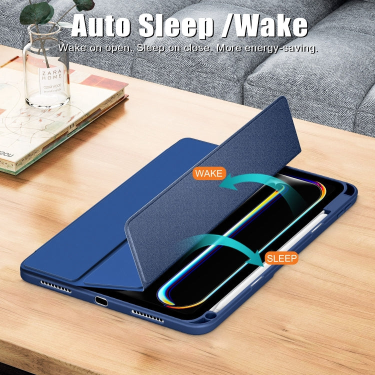 For iPad Pro 11 2024 Acrylic 3-Fold Smart Leather Tablet Case(Dark Blue) - iPad Pro 11 2024 Cases by buy2fix | Online Shopping UK | buy2fix