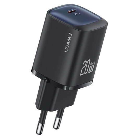 USAMS CC248 20W USB-C / Type-C GaN Fast Charger, EU Plug(Black) - USB Charger by USAMS | Online Shopping UK | buy2fix