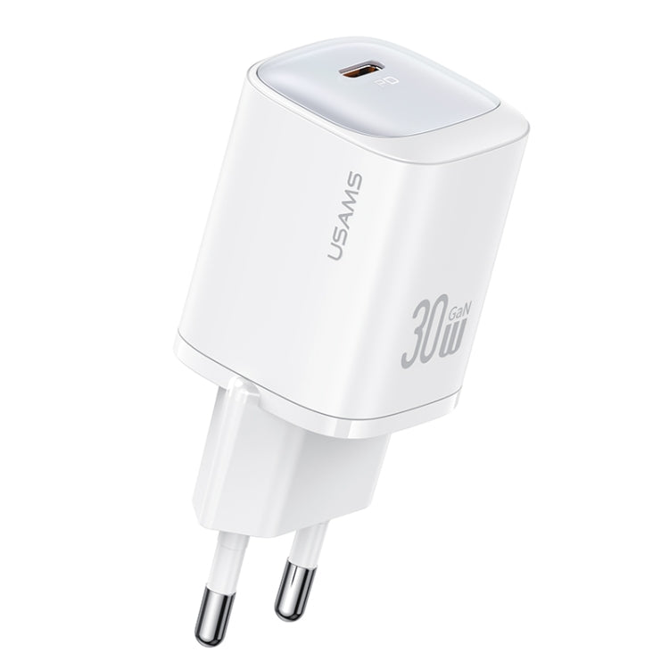 USAMS CC251 30W USB-C / Type-C GaN Fast Charger, EU Plug(White) - USB Charger by USAMS | Online Shopping UK | buy2fix