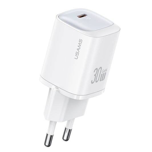 USAMS CC251 30W USB-C / Type-C GaN Fast Charger, EU Plug(White) - USB Charger by USAMS | Online Shopping UK | buy2fix