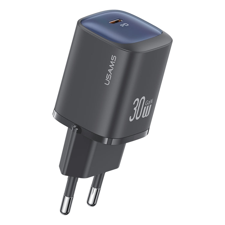 USAMS CC251 30W USB-C / Type-C GaN Fast Charger, EU Plug(Black) - USB Charger by USAMS | Online Shopping UK | buy2fix