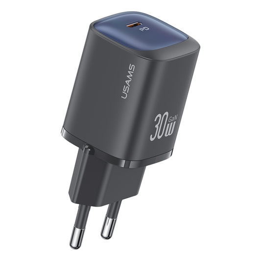 USAMS CC251 30W USB-C / Type-C GaN Fast Charger, EU Plug(Black) - USB Charger by USAMS | Online Shopping UK | buy2fix
