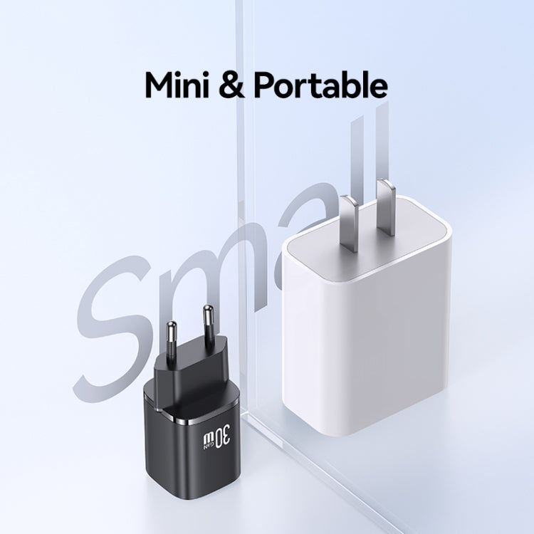 USAMS CC251 30W USB-C / Type-C GaN Fast Charger, EU Plug(Black) - USB Charger by USAMS | Online Shopping UK | buy2fix