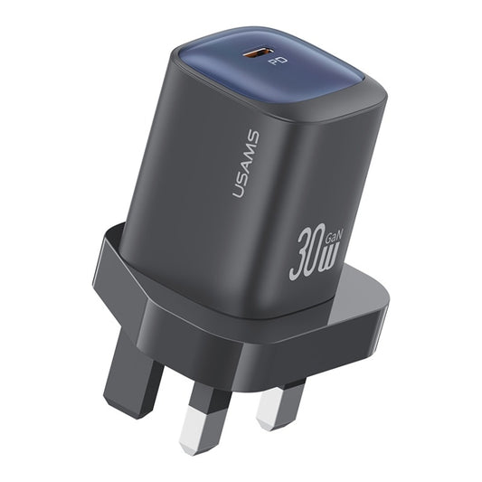 USAMS CC253 30W USB-C / Type-C GaN Fast Charger, UK Plug(Black) - USB Charger by USAMS | Online Shopping UK | buy2fix