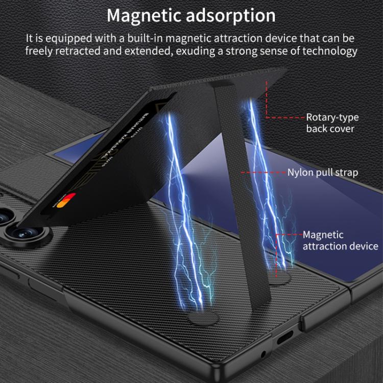 For Samsung Galaxy Z Fold7 5G GKK Integrated Rotor Bracket Recessed Card Bag Phone Case(Black) - Galaxy Z Fold7 5G Cases by GKK | Online Shopping UK | buy2fix