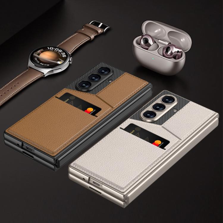 For Samsung Galaxy Z Fold7 5G GKK Integrated Rotor Bracket Recessed Card Bag Phone Case(Carbon Fibre Texture) - Galaxy Z Fold7 5G Cases by GKK | Online Shopping UK | buy2fix