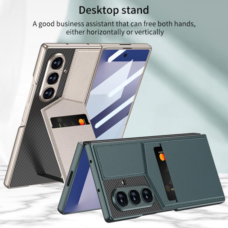 For Samsung Galaxy Z Fold7 5G GKK Integrated Rotor Bracket Recessed Card Bag Phone Case(Brown) - Galaxy Z Fold7 5G Cases by GKK | Online Shopping UK | buy2fix