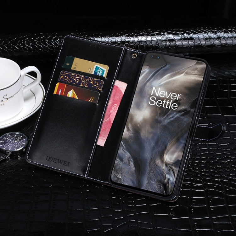 For OnePlus Nord idewei Crocodile Texture Horizontal Flip Leather Case with Holder & Card Slots & Wallet(Black) - OnePlus Cases by idewei | Online Shopping UK | buy2fix
