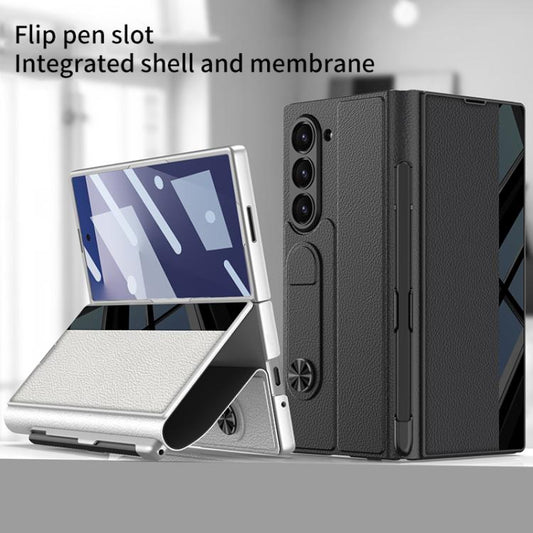 For Samsung Galaxy Z Fold7 5G GKK Integrated Full Coverage Flip Phone Case with Pen Slot, Not Included Pen(Carbon Fibre Black) - Galaxy Z Fold7 5G Cases by GKK | Online Shopping UK | buy2fix