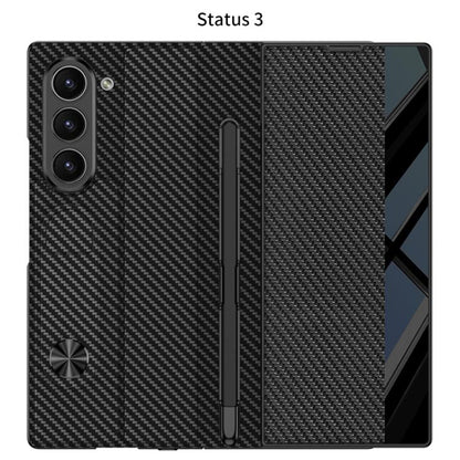 For Samsung Galaxy Z Fold7 5G GKK Integrated Full Coverage Flip Phone Case with Pen Slot, Not Included Pen(Carbon Fibre Black) - Galaxy Z Fold7 5G Cases by GKK | Online Shopping UK | buy2fix