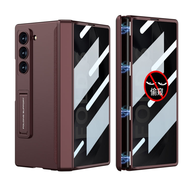 For Samsung Galaxy Z Fold6 GKK Integrated Anti Peep Full Coverage Magnetic Fold Phone Case(Wine Red) by GKK