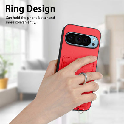 For Google Pixel 9 / 9 Pro R20 Crossbody Rope Ring Card Holder Phone Case(Red) by buy2fix