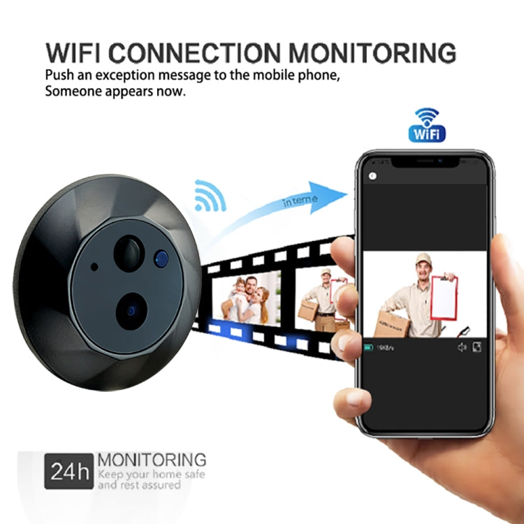 SY-35 4.3 inch Color Screen Graffiti Hidden 1080P WiFi Smart Cat Eye Video Doorbell(Black) by buy2fix