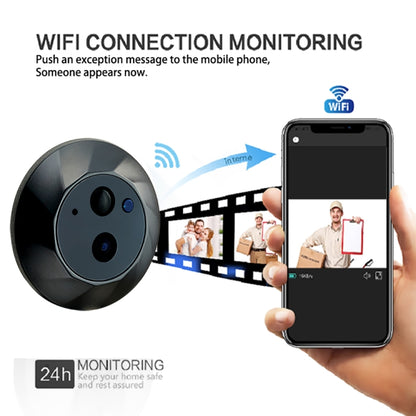SY-35 4.3 inch Color Screen Graffiti Hidden 1080P WiFi Smart Cat Eye Video Doorbell(Black) by buy2fix