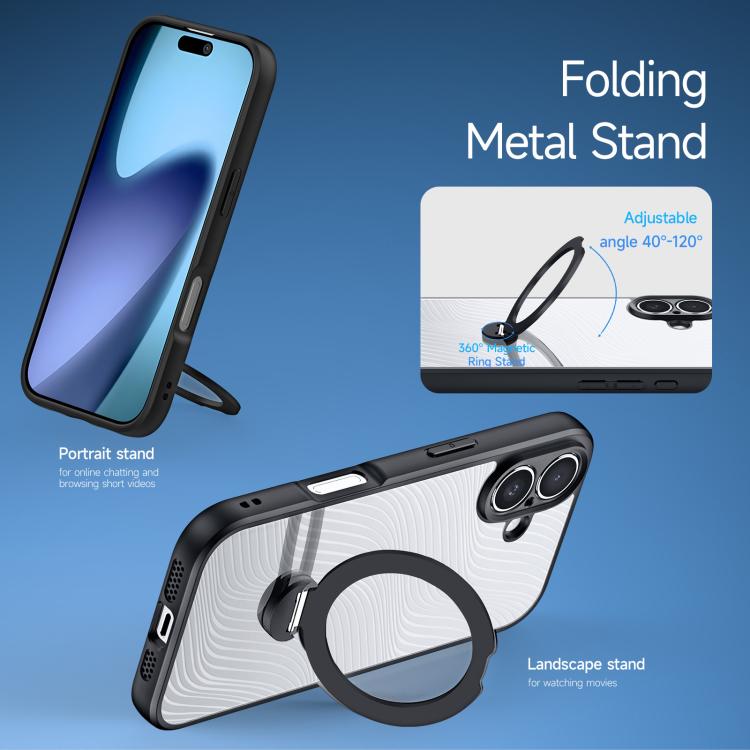 For iPhone 17 DUX DUCIS Aimo Mag Series MagSafe Ring Holder Frosted Phone Case(Black) - iPhone 17 Cases by DUX DUCIS | Online Shopping UK | buy2fix