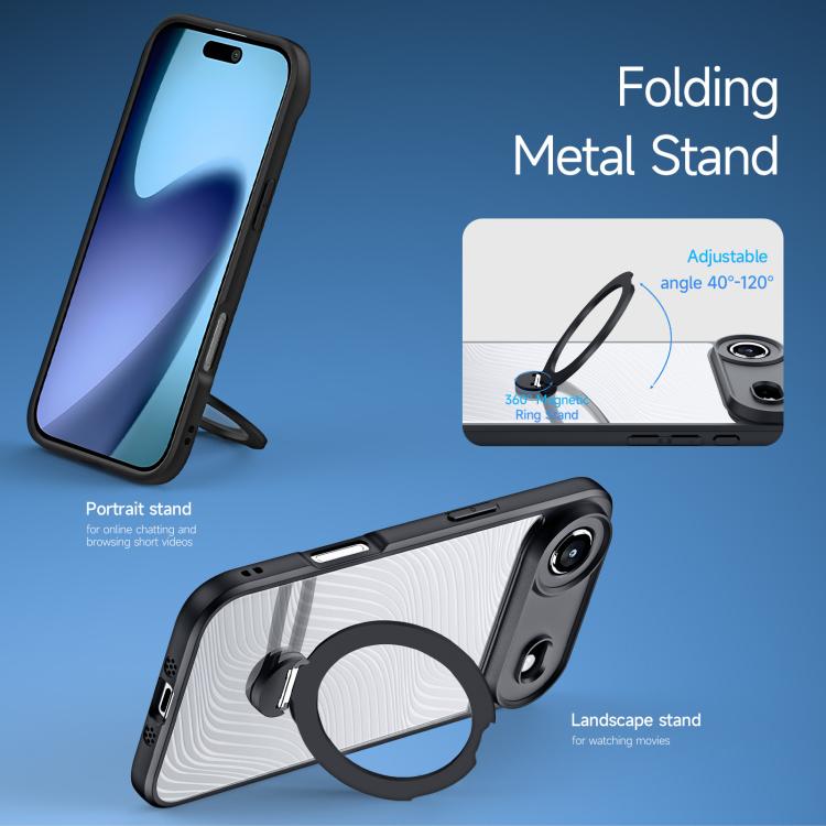 For iPhone 17 Air DUX DUCIS Aimo Mag Series MagSafe Ring Holder Frosted Phone Case(Black) - iPhone 17 Air Cases by DUX DUCIS | Online Shopping UK | buy2fix