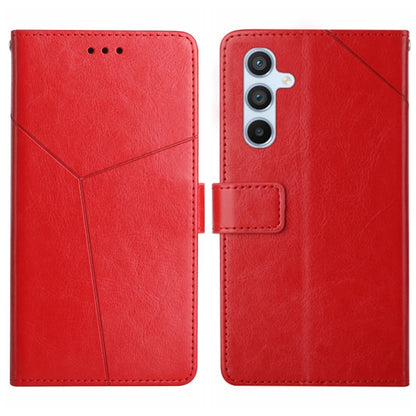 For Samsung Galaxy S25 5G Y-shaped Pattern Flip Leather Phone Case(Red) by buy2fix
