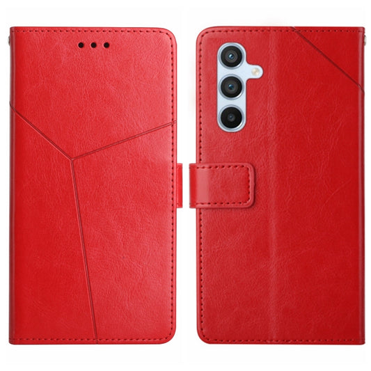 For Samsung Galaxy S25 5G Y-shaped Pattern Flip Leather Phone Case(Red) by buy2fix