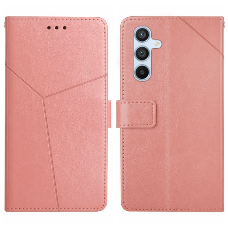 For Samsung Galaxy S25 5G Y-shaped Pattern Flip Leather Phone Case(Pink) by buy2fix