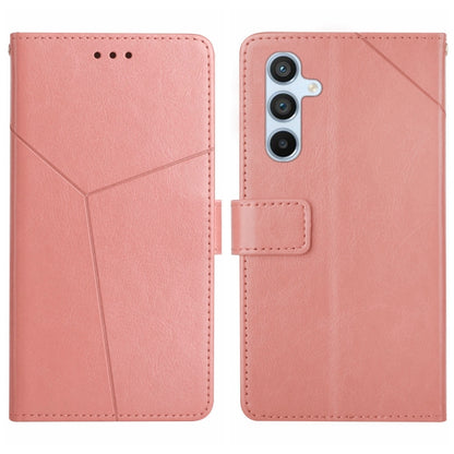 For Samsung Galaxy S25 5G Y-shaped Pattern Flip Leather Phone Case(Pink) by buy2fix
