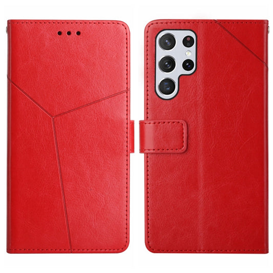 For Samsung Galaxy S25 Ultra 5G Y-shaped Pattern Flip Leather Phone Case(Red) by buy2fix