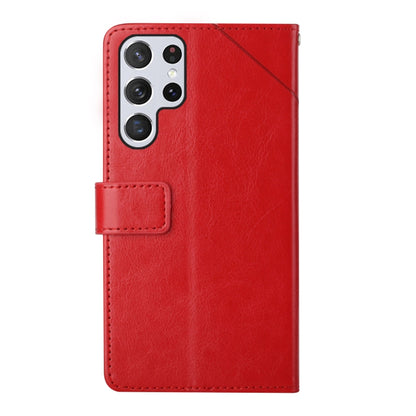 For Samsung Galaxy S25 Ultra 5G Y-shaped Pattern Flip Leather Phone Case(Red) by buy2fix