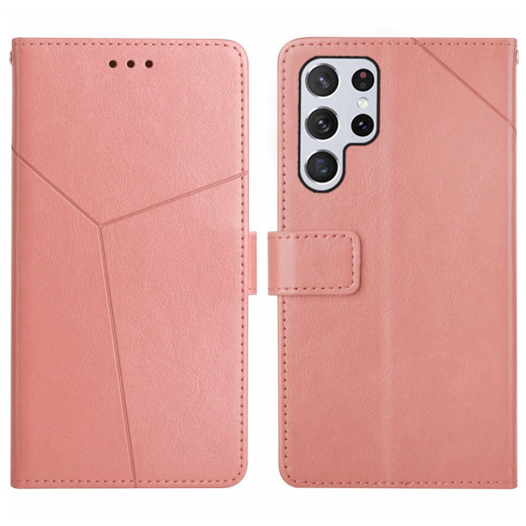 For Samsung Galaxy S25 Ultra 5G Y-shaped Pattern Flip Leather Phone Case(Pink) by buy2fix