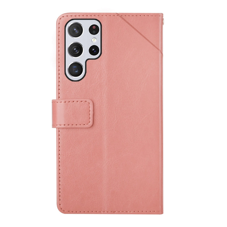 For Samsung Galaxy S25 Ultra 5G Y-shaped Pattern Flip Leather Phone Case(Pink) by buy2fix