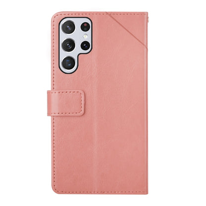 For Samsung Galaxy S25 Ultra 5G Y-shaped Pattern Flip Leather Phone Case(Pink) by buy2fix