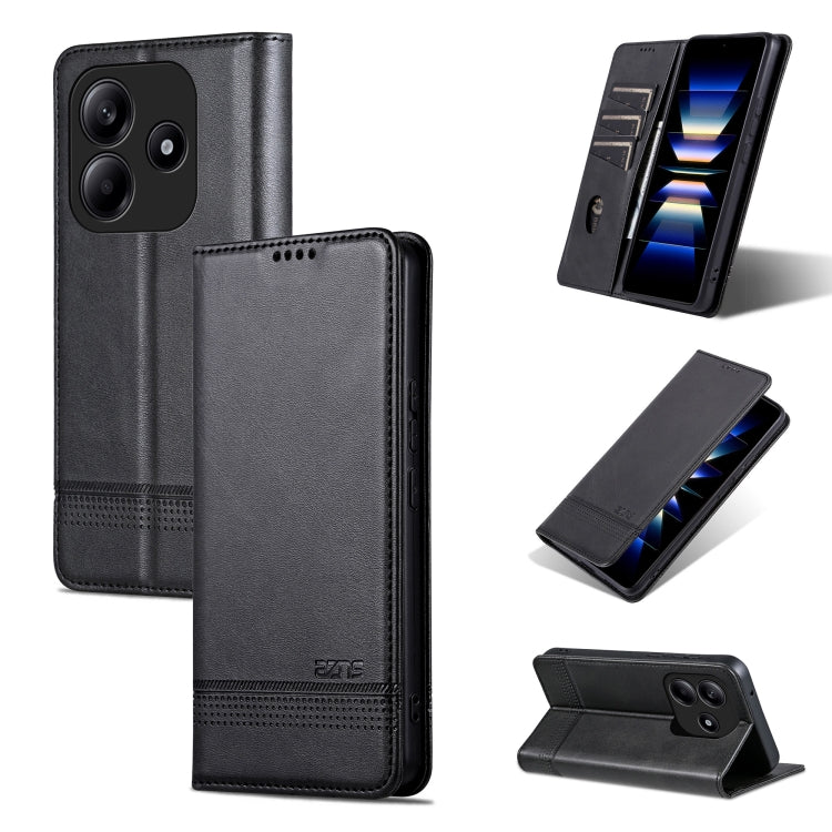 For Redmi Note 14 5G AZNS Magnetic Calf Texture Flip Leather Phone Case(Black) by AZNS