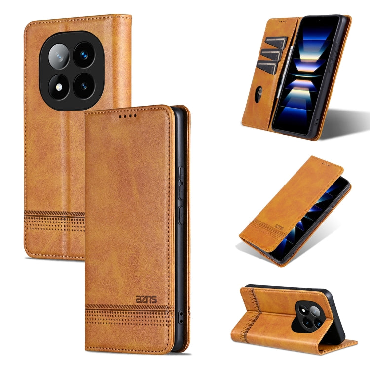 For Redmi Note 14 Pro 5G AZNS Magnetic Calf Texture Flip Leather Phone Case(Light Brown) - Redmi Note 14 Pro Cases by AZNS | Online Shopping UK | buy2fix