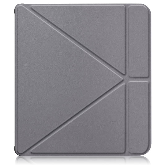 For Kobo Libra Colour 2024 Solid Color Deformation TPU Leather Smart Tablet Case(Grey) - Others by buy2fix | Online Shopping UK | buy2fix