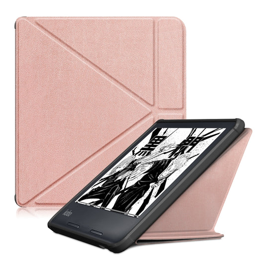 For Kobo Libra Colour 2024 Solid Color Deformation TPU Leather Smart Tablet Case(Rose Gold) - Others by buy2fix | Online Shopping UK | buy2fix