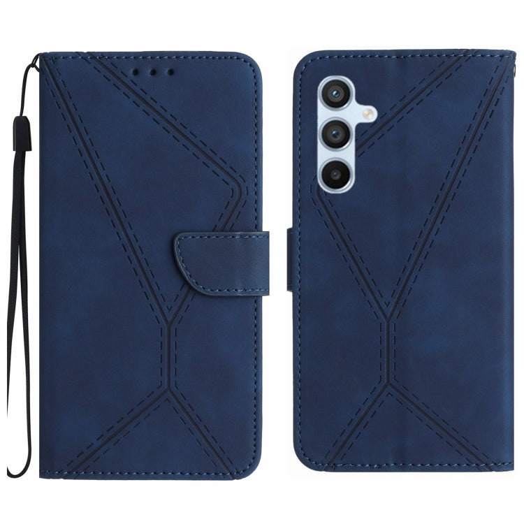 For Samsung Galaxy S25 5G Stitching Embossed Leather Phone Case(Blue) by buy2fix
