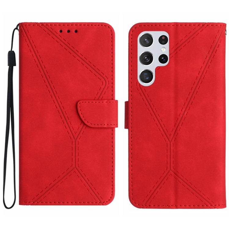 For Samsung Galaxy S25 Ultra 5G Stitching Embossed Leather Phone Case(Red) by buy2fix
