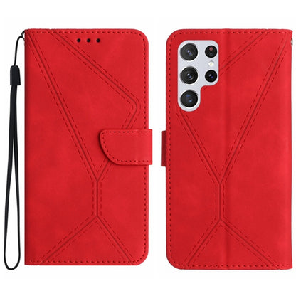 For Samsung Galaxy S25 Ultra 5G Stitching Embossed Leather Phone Case(Red) by buy2fix